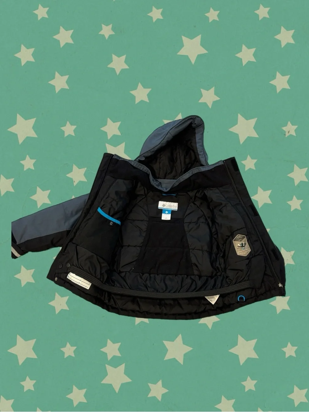 Columbia Kids Hooded Winter Jacket – Blue/Black – Omni-Tech Size 4T